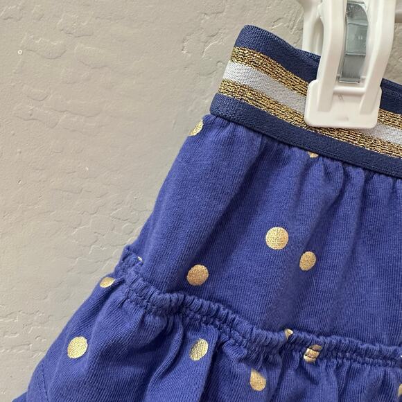 Mini Boden Navy Blue & Gold Polka Dot Tiered Ruffle Skort - Picture 2 of 6